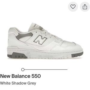 New Balance 550 White and Shadow Gray Athletic Shoes